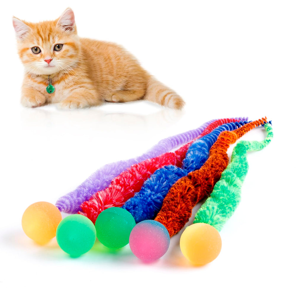 YISHANGFA mixed bouncy balls for cats in a bright indoor play setup for active engagement