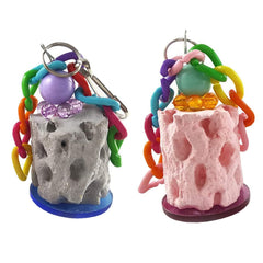 Yitaocity calcium chew-treat in colorful stone design for beak health and stimulation.