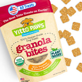 Yitto Paws organic dog treats bag front shows premium ingredients for training rewards.