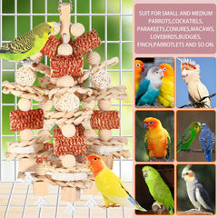 YIXUND bird toy corn cob beads wooden detail showcases durable chew activity for parrots.