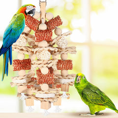 YIXUND bird toy loofah slices closeup texture highlights safe, satisfying chews for large parrots.