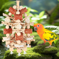 YIXUND bird toy rattan balls detail demonstrates varied textures to encourage play.