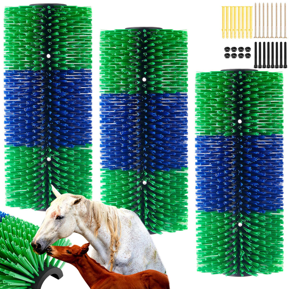Yiyiring blue green livestock scratching brushes pack for versatile grooming and itch relief