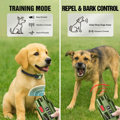 YJWFHPU 2-in-1 bark deterrent collar front view for confident training.