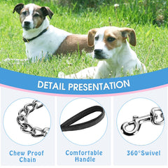 YKISIL chew-proof chain leash closeup shows durable links and secure welding for long-lasting use