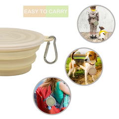 Ylaptew dog bowl attached to carabiner and belt clip for easy transport