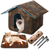 Ylinge cat house outdoor waterproof front view offers weatherproof shelter for feral cats.