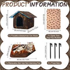 Ylinge outdoor cat house side view demonstrates wind-resistant design for outdoor cats.