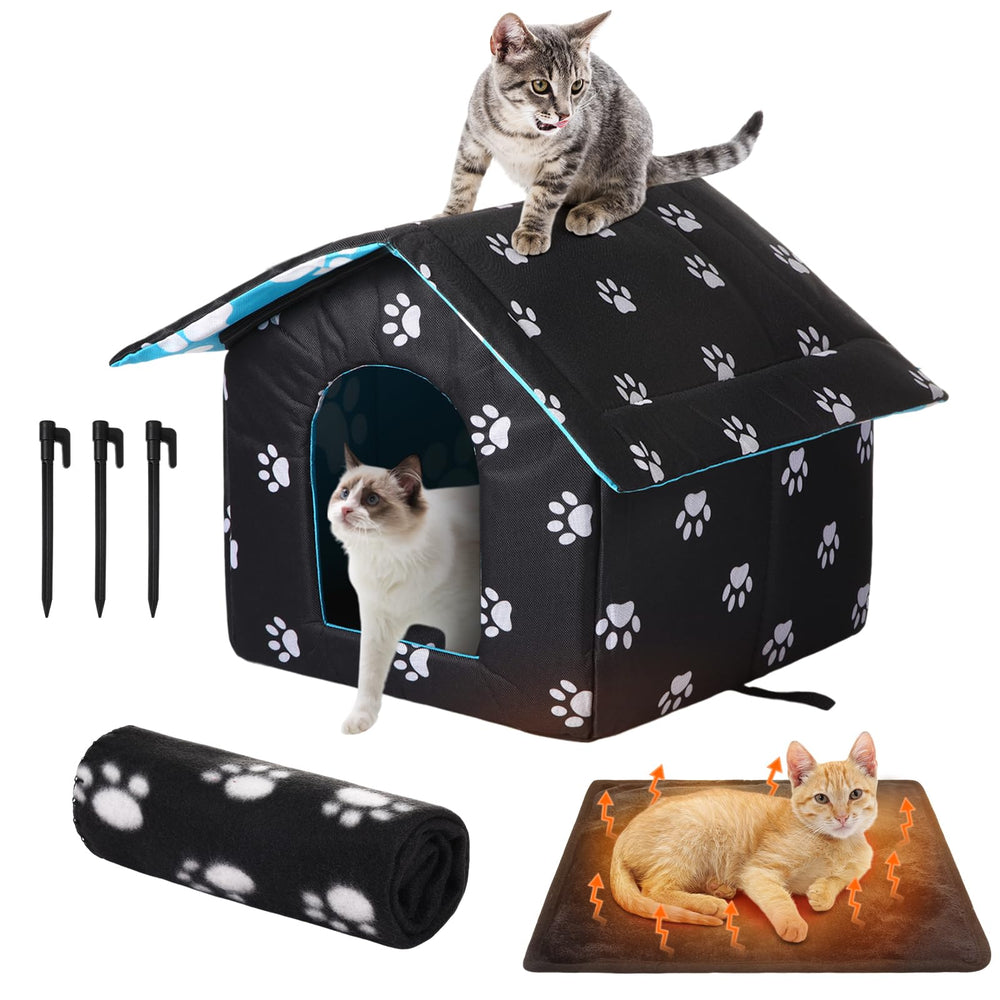 Ylinge outdoor cat house folded view for easy travel and storage.