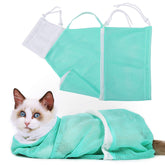 YLONG Cat Bathing Bag green full view for safe at-home baths.
