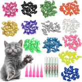 YMCCOOL cat nail caps package shows full 100pcs set for paw protection options.