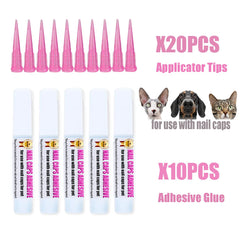 YMCCOOL paw with nail caps being secured using glue