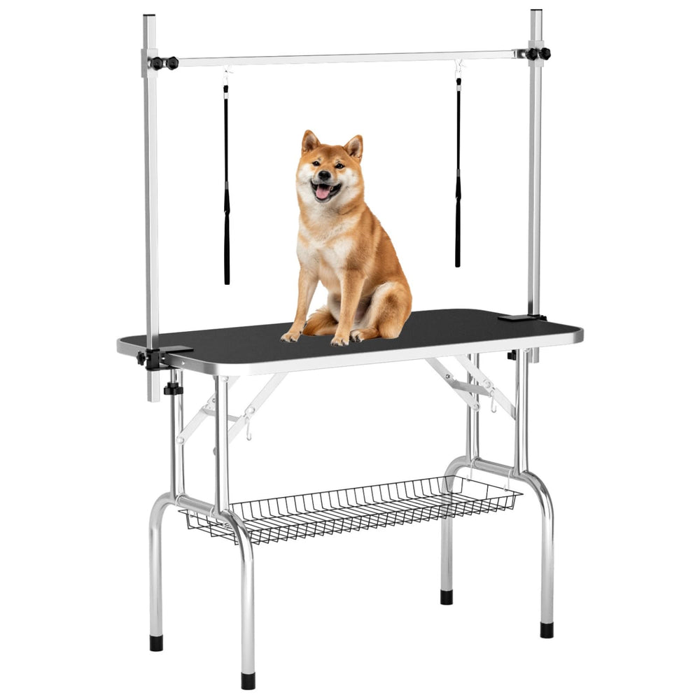 ynhunreth 46'' dog grooming table folded for compact storage in a home setup