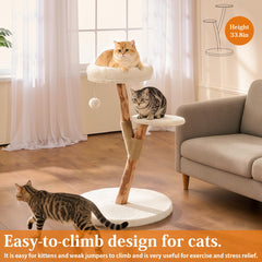 YOCAN cat-tree-tower natural wood posts support climbing and scratching