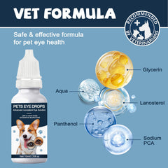 Yocisku Cataract Drops close-up on dog eyes with possible relief