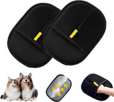 Yomi Pet Hair Remover Glove in action on fabric to lift fur