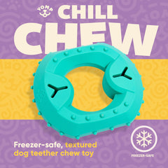 Yomp ChillChew puppy-teething toy in freezer for soothing gums.