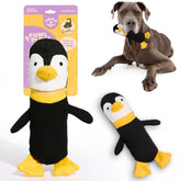 Yomp Penguin Dog Toy front view highlights durable canvas for long-lasting indoor play.
