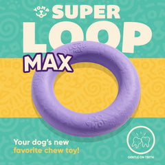 Yomp SuperLoop Max dog chew ring in tug-play pose supports interactive play.