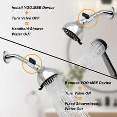 YOO.MEE durable brass diverter valve for smooth switching between faucet and tub spray