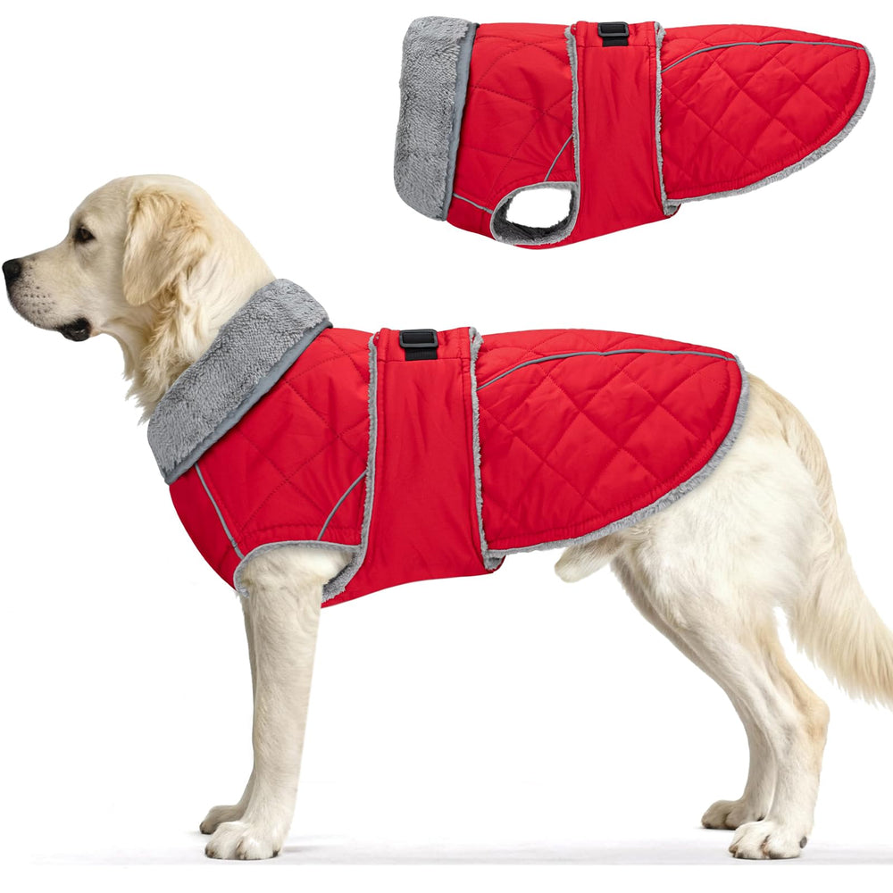 Yoochee dog coat plush-lining close-up demonstrates cozy warmth for winter walks