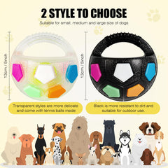 YOOGAO Pet dog toy ball with handle 2pc squeaky closeup: grabs attention for interactive play