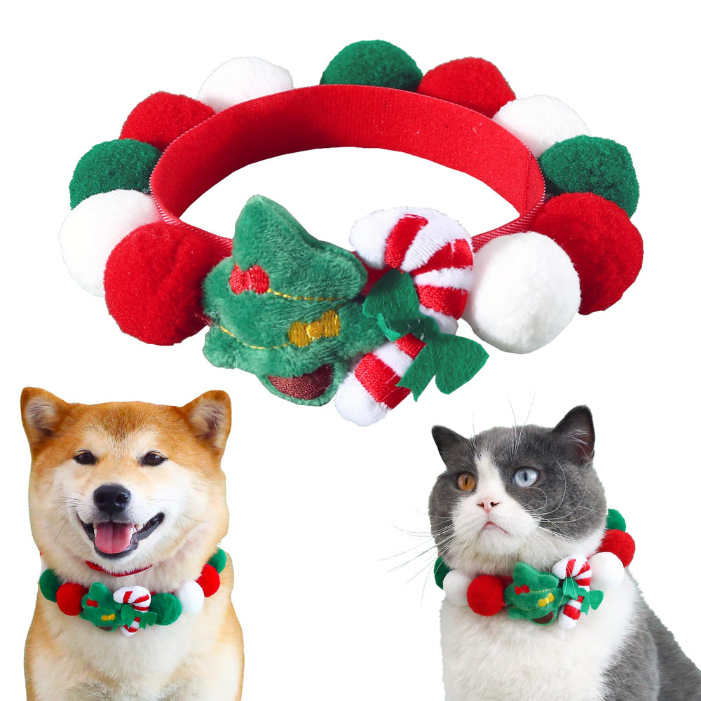 YOOLEETC Christmas dog-cat scarf Velcro closure provides secure festive fit.