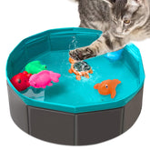 Yopetox cat pool setup enables refreshing water play and enrichment.