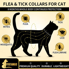 YOTANGO cat flea collar close-up highlights adjustable fit for various cat sizes
