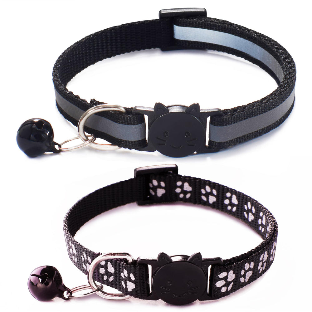 YOUALSO black reflective cat collar with bells boosts nighttime visibility.