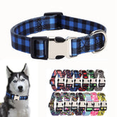 YOUALSO blue plaid dog collar large-buckle for big dogs