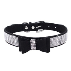 YOUALSO bow tie rhinestone collar in black sparkles for photos and events.