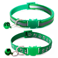 YOUALSO two-pack green cat collars with bells packaging ready for use