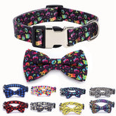 YOUALSO Halloween dog collar pumpkin-ghost print; festive photoshoot-ready accessory.