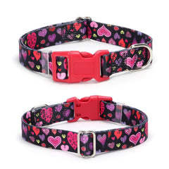 YOUALSO heart design nylon collar close up shows durable adjustable fit.