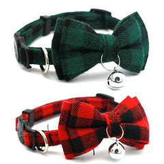 YOUALSO plaid cat collar front view with bell helps locate your cat
