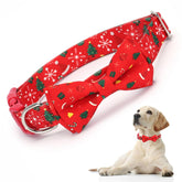 YOUALSO red christmas dog collar with bow for festive walks and photos.
