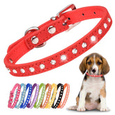 YOUALSO red rhinestone puppy collar closeup showing sparkling crystals for festive wear