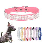 YOUALSO small dog collar pink bling closeup shows crystal sparkle for style.