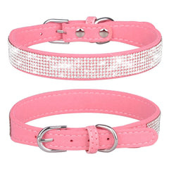 YOUALSO pink bling collar buckle detail demonstrates secure fit.