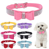 YOUALSO pink rhinestone dog collar with bow tie for daily sparkle
