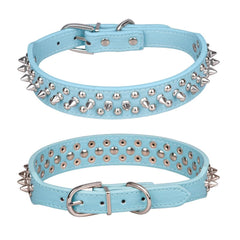 YOUALSO spiked collar PU leather texture close-up highlights durable comfortable material