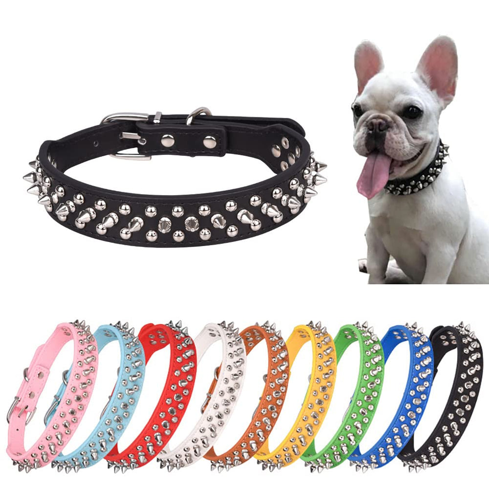 YOUALSO Spiked Dog Collar mushroom rivet detail highlights durable, stylish protection.