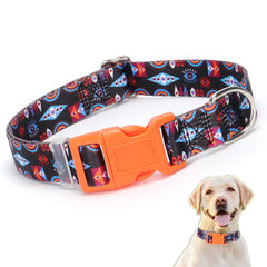 YOUALSO XS dog collar with tribal evil eye pattern for secure daily walks.