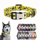 YOUALSO Yellow Dog Collar bee pattern closeup for visibility during walks.