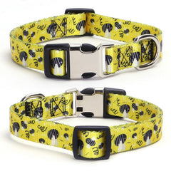 YOUALSO Yellow Dog Collar pink butterflies pattern reflects your dog's personality during play.