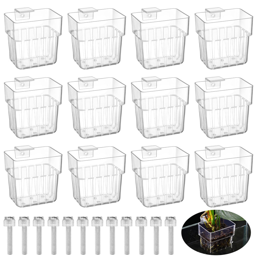 Youdaju 12-pack hanging plant pots with hooks for easy aquarium plant display