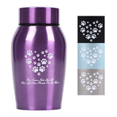 Youdear Memorials stainless steel pet urn purple closeup highlights durable material and elegant finish.