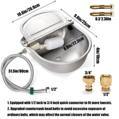 YOUEON float-valve mechanism ensures steady refill for livestock.