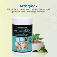 Youngevity Arthrydex scoop beside cup demonstrates proper dosing for pets